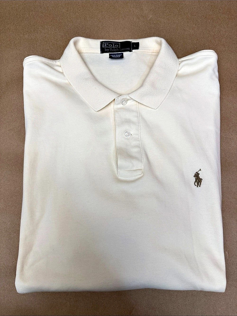 Polo by Ralph Lauren Polo Shirt Men's Off White White Cotton Size Large Polo